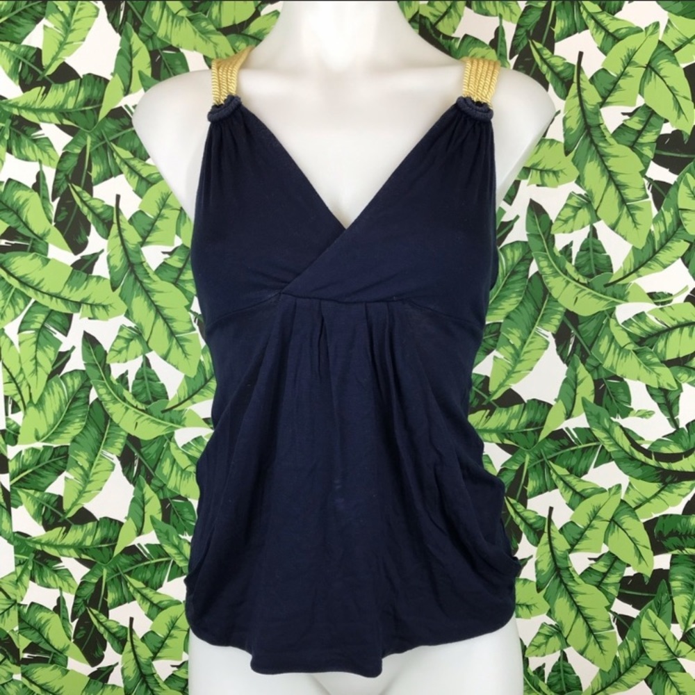 Boston Proper Navy Gold Braided Top Sz XS‎